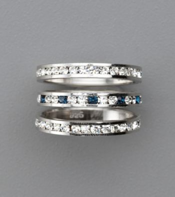Sterling Silver Crystal Eternity Rings - Blue/Clear