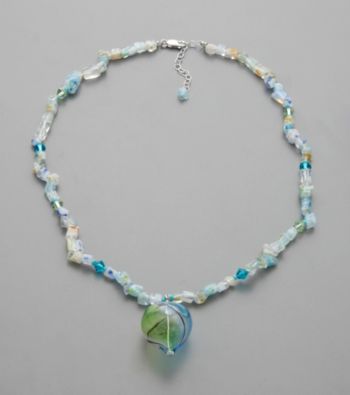 Artisan Glass Heart Pendant - Seafoam