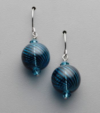 Sterling Silver, Crystal and Artisan Glass Earrings - Royal Blue