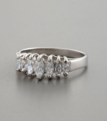 Anniversary Style Cubic Zirconia and Sterling Silver Ring