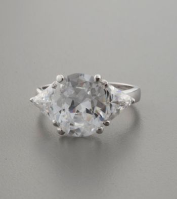 Sterling Silver & Large Oval Cubic Zirconia Ring
