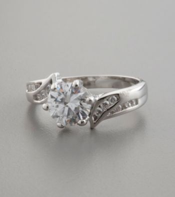Sterling Silver and Cubic Zirconia Center & Accent Gemstone Ring