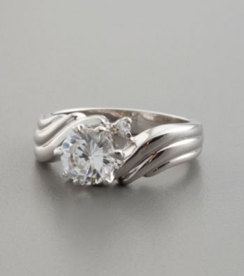 Sterling Silver & Cubic Zirconia Swirl Band Ring