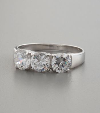 Sterling Silver & Cubic Zirconia Three-Stone Anniversary Style Ring