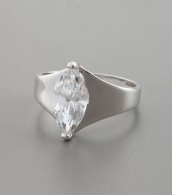 Large Marquis Cut Cubic Zirconia Solitaire Ring