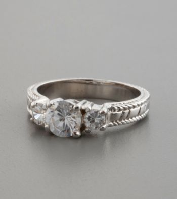 Three-Stone Cubic Zirconia Scaled Band Ring