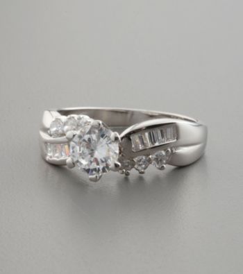 Sterling Silver and Cubic Zirconia Accented Sculpted Ring
