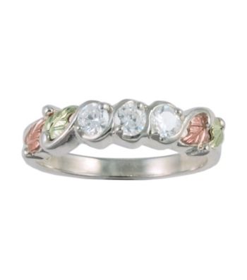 Black Hills Gold Sterling Silver & Gold, Triple Cubic Zirconia Ring