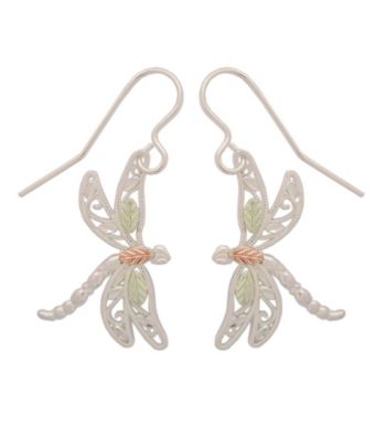 Black Hills Gold Sterling Silver and Gold Dragonfly Earrings