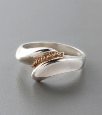 Contemporary Sterling Silver and 14K Gold Band