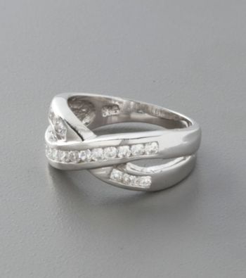 Sterling Silver and Channel Set Cubic Zirconia Ring