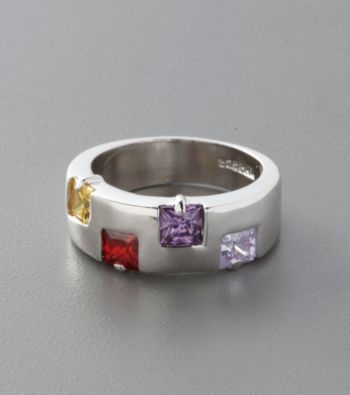 Sterling Silver and Cubic Zirconia Band - Multicolored