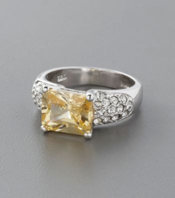Sterling Silver, Crystal and Cubic Zirconia Ring