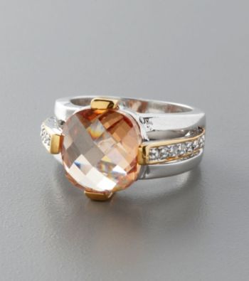 Sterling Silver and Cubic Zirconia Ring with Multi-Stone Accent