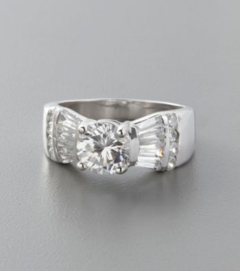 Sterling Silver and Round Cubic Zirconia Ring