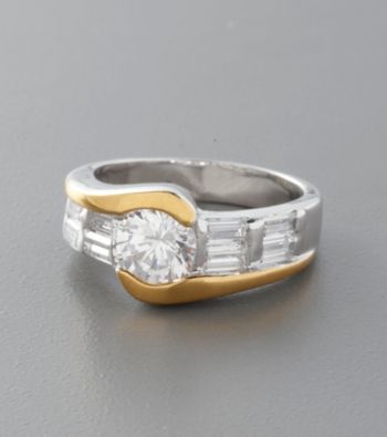 Sterling Silver and Cubic Zirconia Center Stone Ring