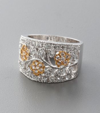 Sterling Silver and Cubic Zirconia Large Wide Ring