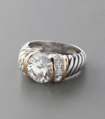 Sterling Silver & Large Clear Cubic Zirconia Ring