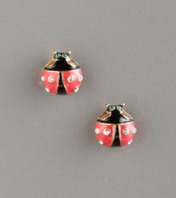Betsey Johnson® Ladybug Stud Earrings - Red/Black