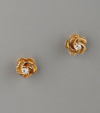 Betsey Johnson® Glitter & Crystal Flower Stud Earrings - Goldtone