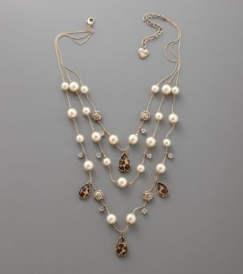 Betsey Johnson® Pearl & Teardrop Illusion Necklace - Goldtone