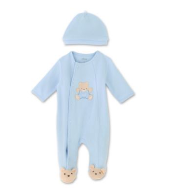 Little Me Baby Boys' Teddy Bear Footie - Blue