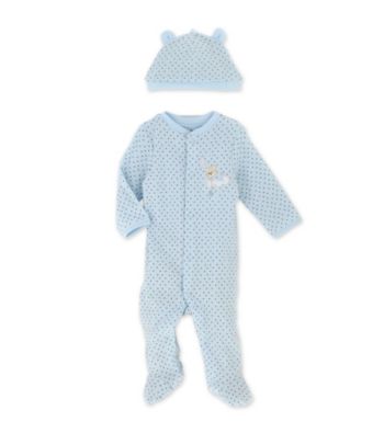Little Me Baby Boys' Blue Brown Dot Footie