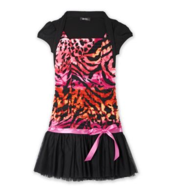 Amy Byer Girls 7-16 Animal Hipster Jacket Dress - Pink