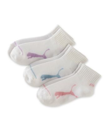 PUMA® Girls' 3 Pack 1/4 Socks - White