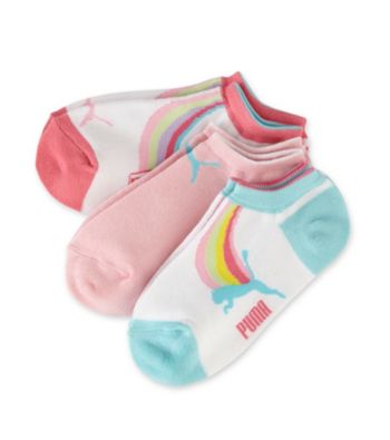 PUMA® Girls' 3 Pack Runner Socks - Rainbow