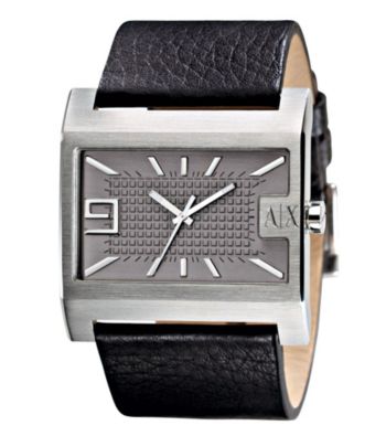 A|X Armani Exchange Men's Black Leather Cuff Watch