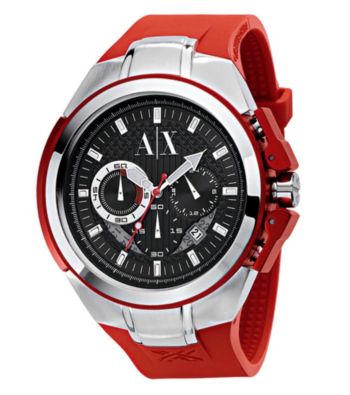 A|X Armani Exchange Men's Red Silicone & Stainless Steel Watch