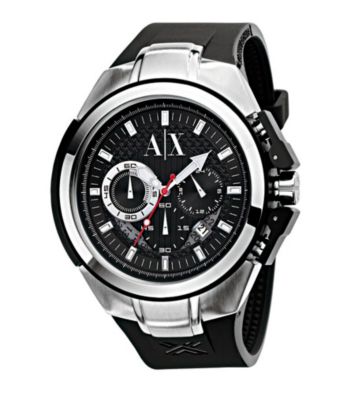 A|X Armani Exchange Men's Black Silicone & Stainless Steel Watch