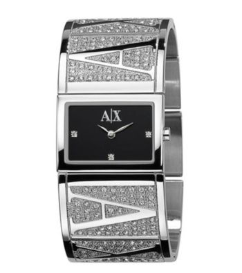 A|X Armani Exchange Women's Silver Glitz Cuff Watch