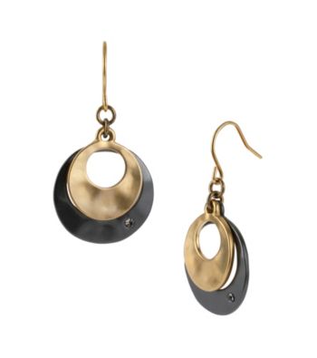 Kenneth Cole® Drop Hoop Earrings - Goldtone/Hematite