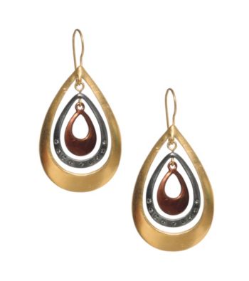 Kenneth Cole® Tri-Tone Orbital Teardrop Hoop Earrings