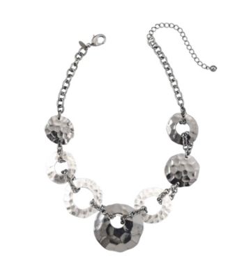 Laura Ashley® Hammered Disc and Chain Necklace - Multi