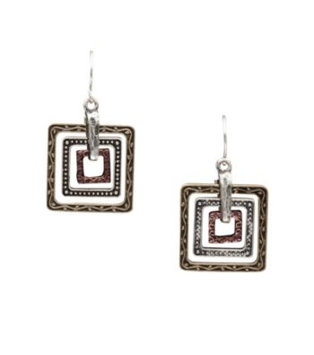 Laura Ashley® Metallic Orbital Square Pendant Drop Earrings