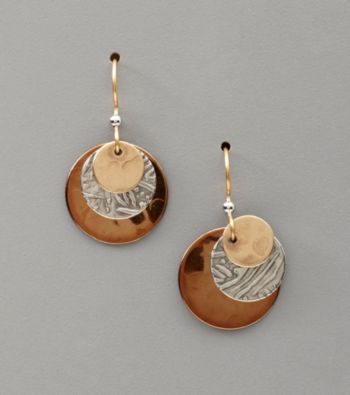 Silver Forest® Three-Layer Tri-Tone Disc Earrings