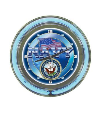 Officially Licensed United States Navy Blue Neon Clock
