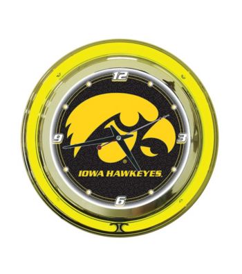 Officially Licensed University of Iowa Black Neon Clock