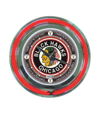Officially Licensed Vintage Chicago Blackhawks Black Neon Clock
