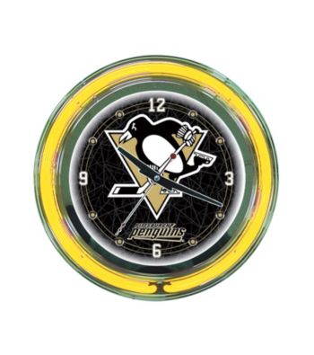 Officially Licensed Pittsburgh Penguins Black Neon Clock