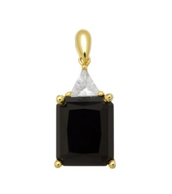 18K Yellow Gold-Over-Sterling Silver, .925 Onyx and White Topaz Pendant Necklace