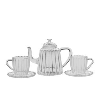 Bon Jour® 42-oz. Oblong Ribbed Teapot with Cup and Saucer Set
