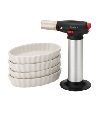 Bon Jour® Creme Brulee Set with Chef's Torch and 4 Oval Ramekins