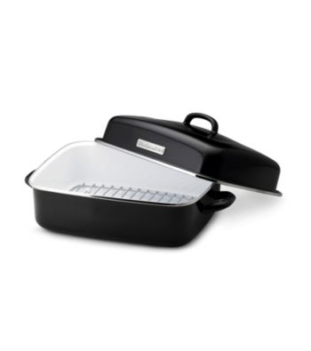 KitchenAid® Gourmet Essentials Black Covered Dome Roaster with Flat Rack