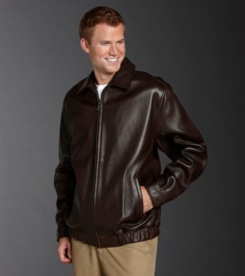Chaps® Men's Leather Bomber Jacket