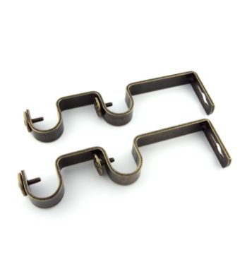 Rod Desyne Double Drapery Rod Bracket Pair - Antique Brass