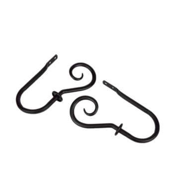 Rod Desyne Decorative Holdbacks with Curl Finials - Black